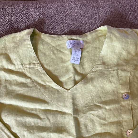 Mosaic USA Yellow Linen Tunic Top Shirt Size Medium - Picture 3 of 6